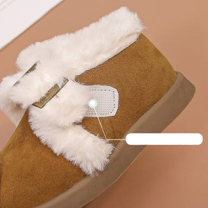 Winter Fur Boots For Girls Thick Warm Children's Plush Snow Boots Soft Warm Velvet Cotton Shoes Winter Kid's Padded Boots