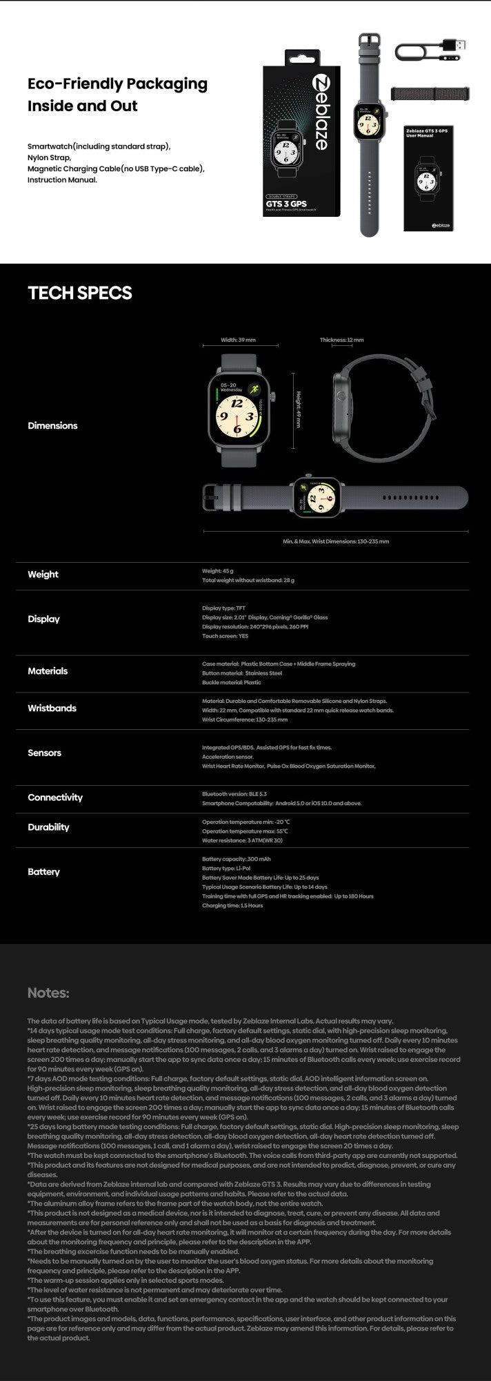 Novo Smartwatch Esportivo Zeblaze GTS 3 GPS 2,01" 2025 para Fazer/Receber Chamadas, Monitorar Frequência Cardíaca, SpO2 e Estresse