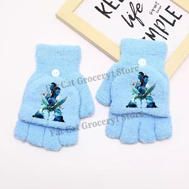 Luvas Avatar Fogo e Cinzas Disney para Menino Inverno com Capa Virada Luvas Crianças ao Ar Livre Quente Luva Fofa Acessórios de Roupa Infantil Presente