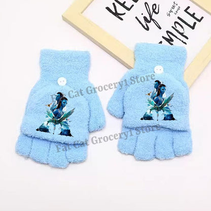 Luvas Avatar Fogo e Cinzas Disney para Menino Inverno com Capa Virada Luvas Crianças ao Ar Livre Quente Luva Fofa Acessórios de Roupa Infantil Presente