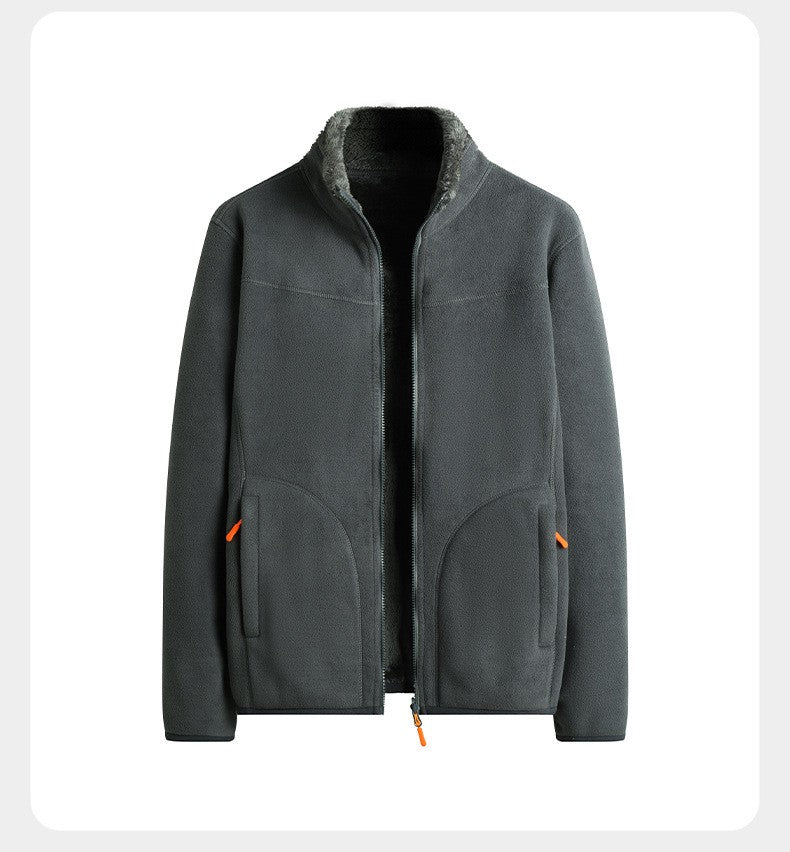 Plus Size Women's Autumn Winter Thickened Double-sided Fleece Hooded Jacket Zipper Long Sleeve Warm Outerwear Casual Style Sh...