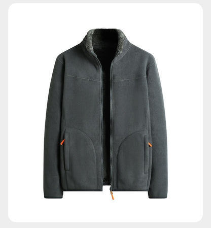 Plus Size Women's Autumn Winter Thickened Double-sided Fleece Hooded Jacket Zipper Long Sleeve Warm Outerwear Casual Style Sh...