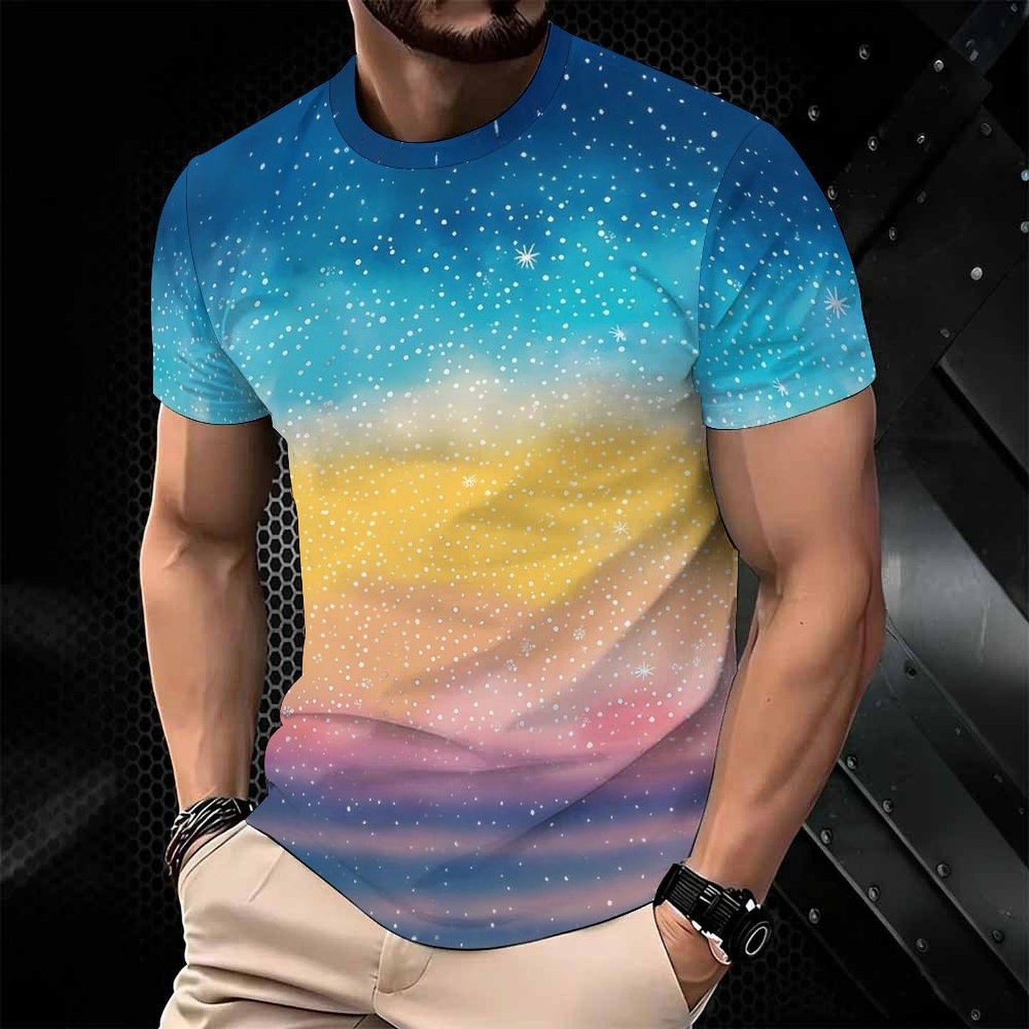Men Print T Shirt Short Sleeve Crew Neck Casual Summer Fashion Tees Tops For Daily Outdoor Wear