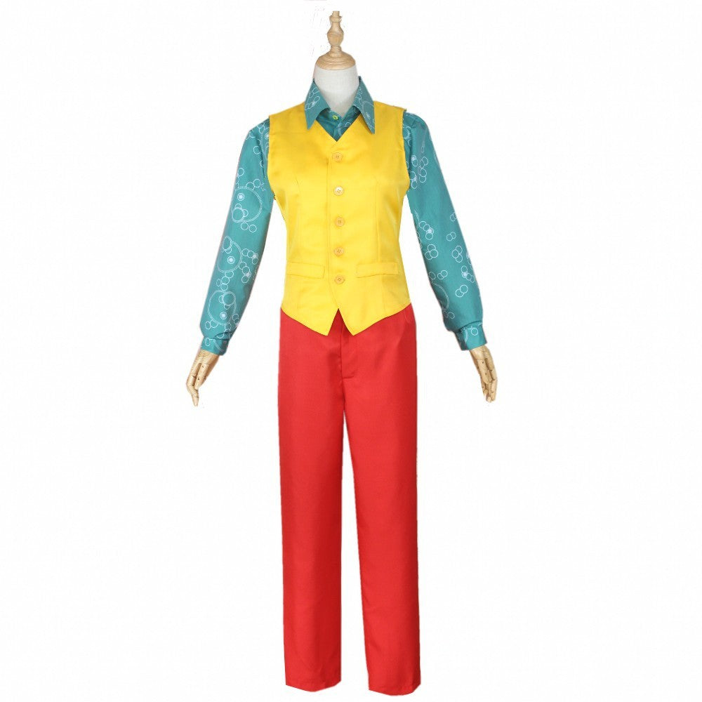 Joker Cosplay Costume Set - Joaquin Phoenix Arthur Fleck Clown Red Dipped Outfit with Green Wig - Personalized Uniform Ensemble
