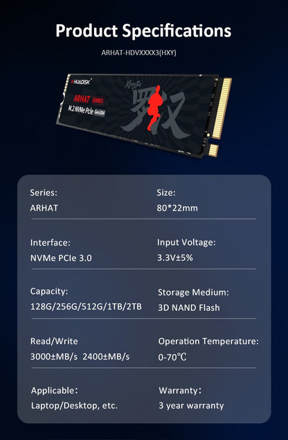 HUADISK M2 SSD NVMe 128GB 256GB 512GB 1TB 2TB SSD M.2 2280 PCIe 3.0 TLC Chip SSD Disco Rígido Interno de Estado Sólido para PC Laptop Desktop