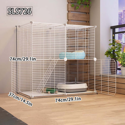 Gaiola para Gatos para Uso Doméstico, Casa para Gatos Interna com Espaço Livre, Abrigo para Gatos, Ninho para Gatos, Gaiola para Pets, Vila para Gatos Pequenos de Três Andares