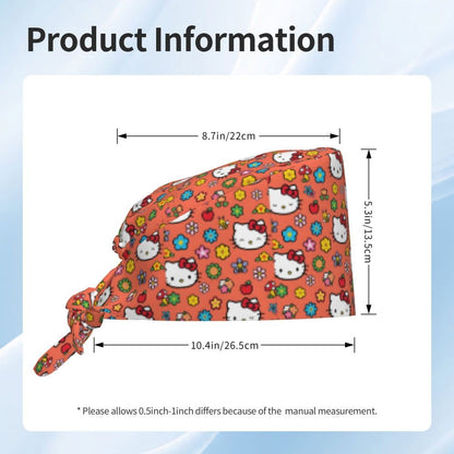 Custom Hello Kitty Medical Staff Scrubs Hat Women Men Cartoon Chara For Chef Hat Scrub Caps