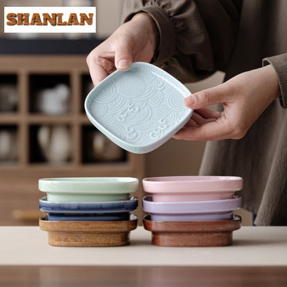 Sea Wave Little High Foot Fruit Dishes Handmade Pastry Plate Candy Bar Food Storage Tray Hospitality Dishes Cafes Ornaments Gift