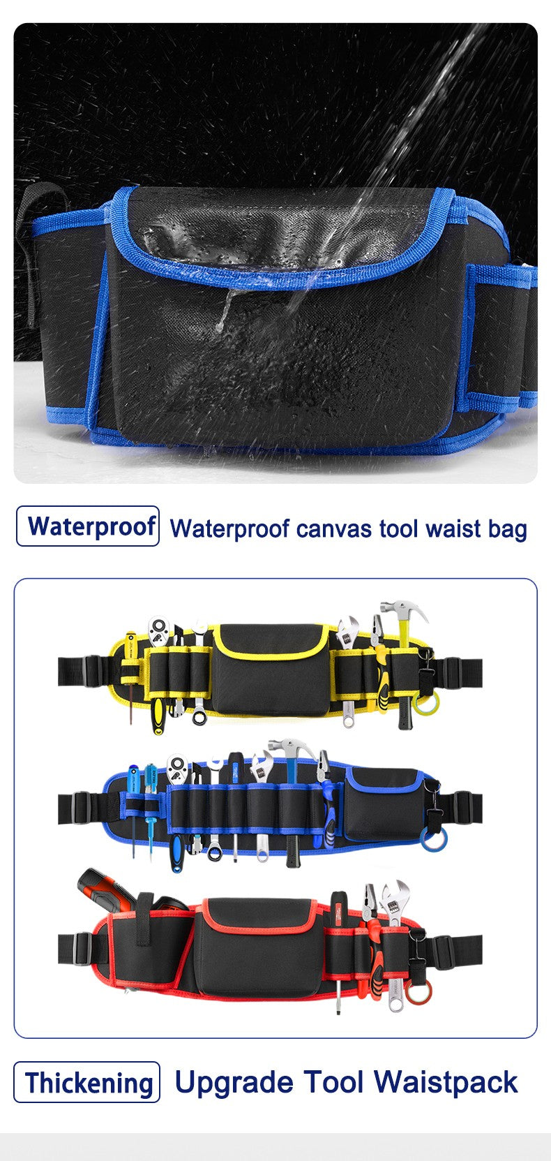 Hardware and electric Tool Bag Multifunction Oxford Cloth Thickened Maintenance Aerial Work Pocket Portable Tool Pocket Waistbag