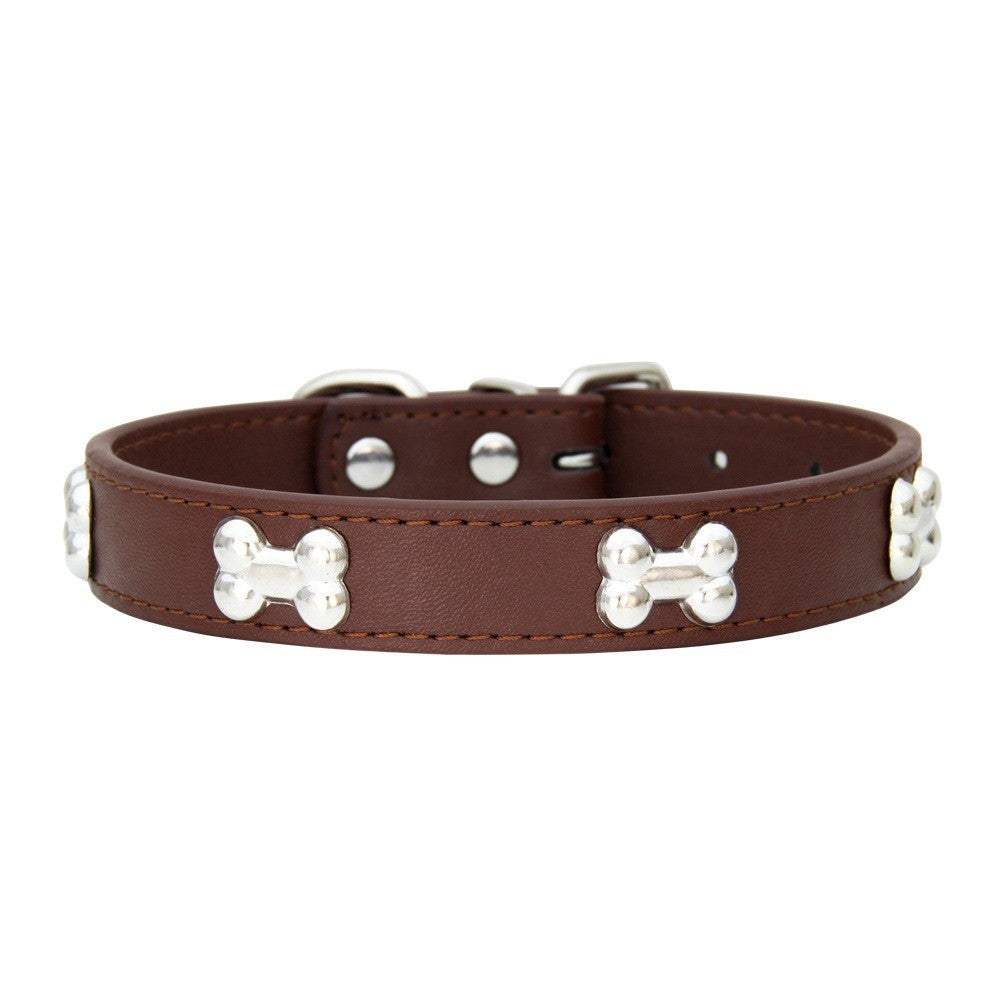 Novas coleiras de couro duráveis para cães, coleiras para filhotes de pug para cães pequenos e grandes, coleira de pescoço GXQ13