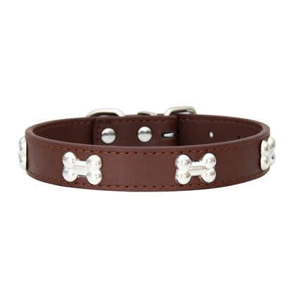 Novas coleiras de couro duráveis para cães, coleiras para filhotes de pug para cães pequenos e grandes, coleira de pescoço GXQ13