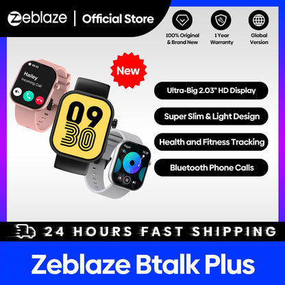 Novo Smartwatch Zeblaze Btalk Plus com Chamada de Voz, Tela Colorida HD de 2,03'', Monitoramento de Saúde e Fitness para Homens e Mulheres