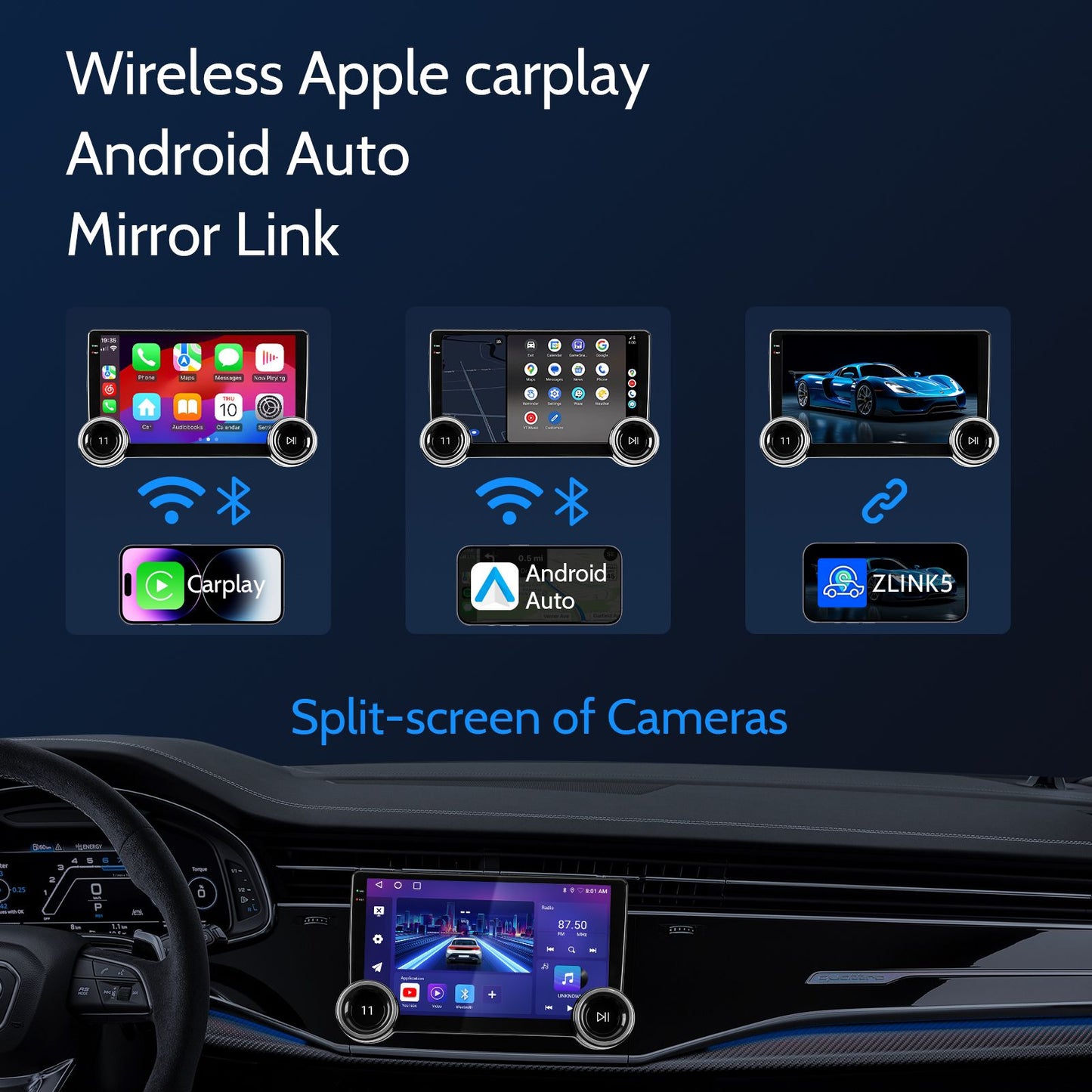 Haudio Double Din Car Stereo-Wireless CarPlay/Android Auto, 10.1" Car Radio with BT 4.1/2+64GB/Backup Camera/GPS/FM/AM Radio