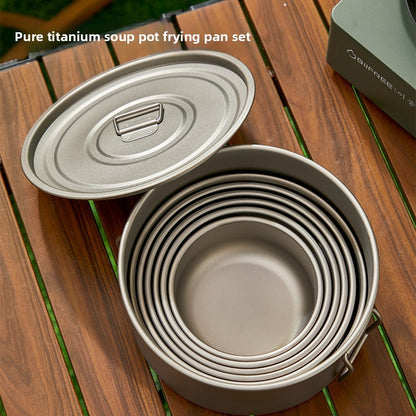 Titanium Outdoor Pot Set Picnic Camping Set Tableware Foldable Lightweight Portable Soup Pot Cooking Pot Set