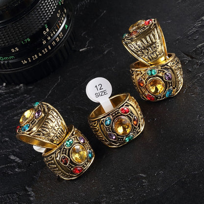 Cool New Fashion Men's Power Ring Infinity Wars Thanos Cosplay  Anime Alloy Ring Jewelery Punk Gothic Hip Hop Ring Male