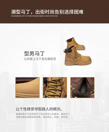 Botas Masculinas Grandes 48 Botas de Motocicleta Cano Curto Masculinas Impermeáveis para Caminhada Chelsea de Inverno Botas Retrô Confortáveis Botas Masculinas
