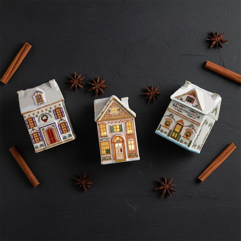 ?1PCS Holiday Village Spice House Set, Mini Christmas Gingerbread Houses Jars, Kitchen Countertop Festive Decor, New Year Gifts
