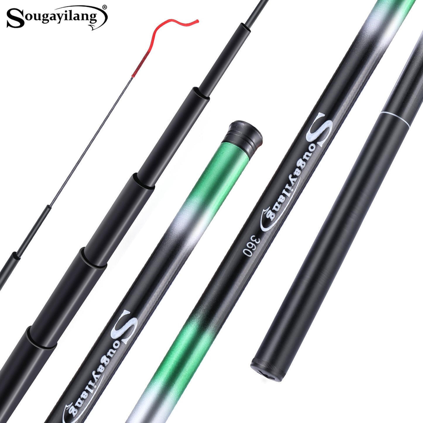 Sougayilang Vara de Pesca Portátil de Fibra de Vidro Multi Seções 2,7-5,4m Robusta e Anti-Dobrável Proporciona Uma Jornada de Pesca Suave
