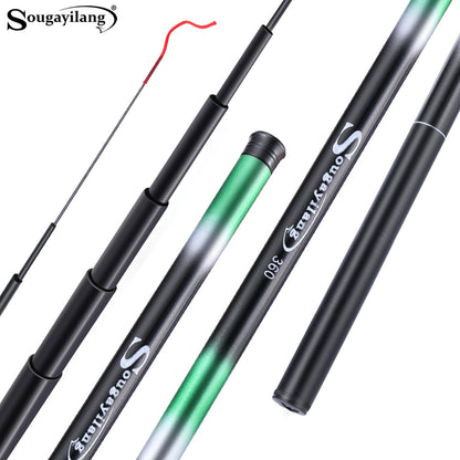 Sougayilang Vara de Pesca Portátil de Fibra de Vidro Multi Seções 2,7-5,4m Robusta e Anti-Dobrável Proporciona Uma Jornada de Pesca Suave