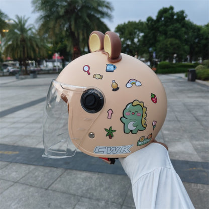 Capacete de segurança infantil de 1 a 8 anos para outono e inverno, à prova de vento e quente, meio capacete com algodão espesso e antiembaçamento