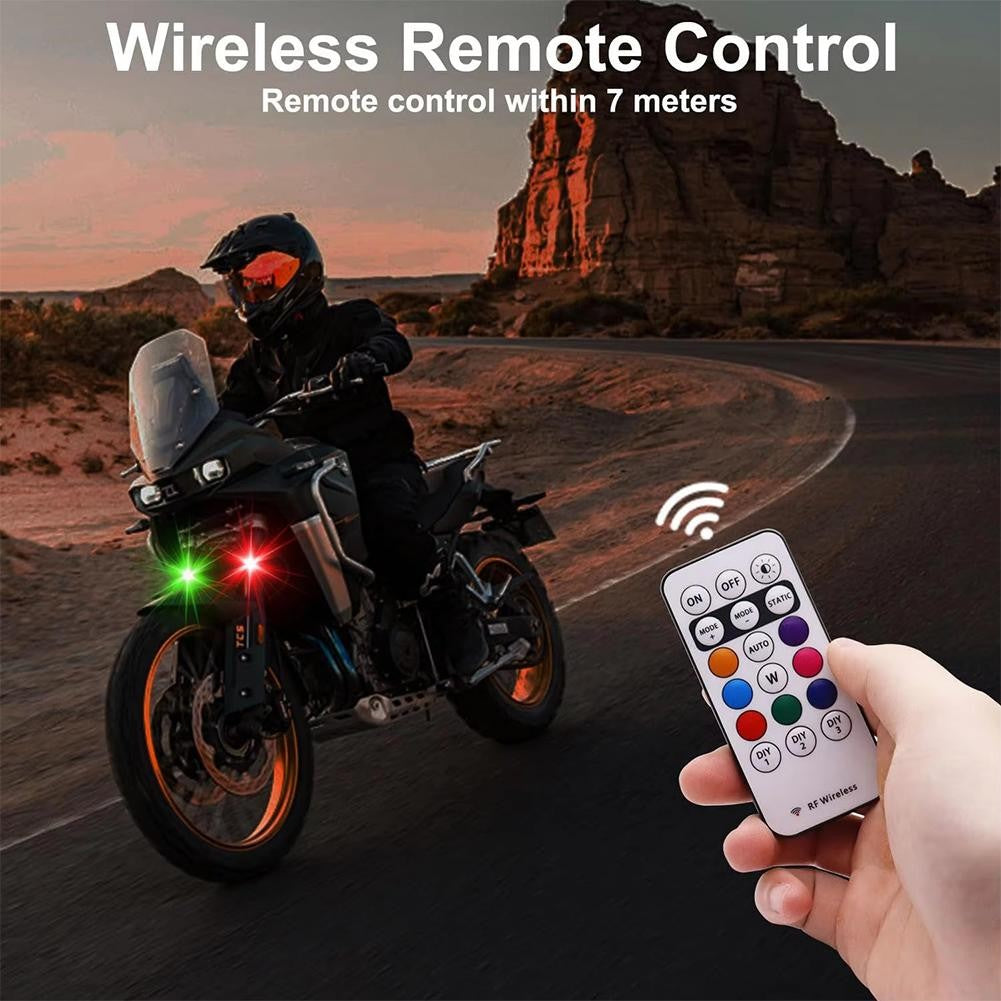 4pcs/set Wireless Remote Control Aircraft Lights,RGB Led Aircraft Strobe Light Motorcycle Accessories