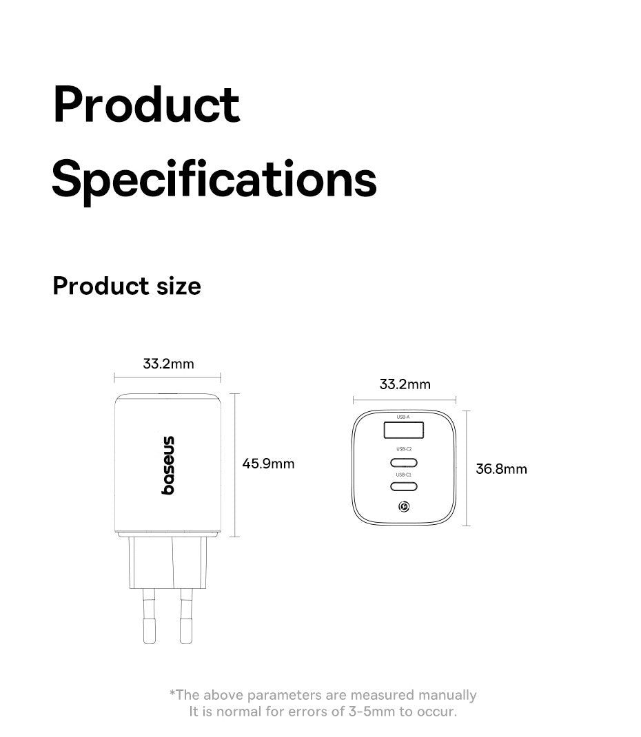 Baseus Picogo 67W GaN Charger PD Charger Type C USB Charger Fast Charging Phone Charger For iPhone 17 16 Travel Charger Portable