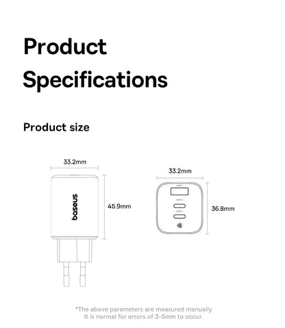 Baseus Picogo 67W GaN Charger PD Charger Type C USB Charger Fast Charging Phone Charger For iPhone 17 16 Travel Charger Portable