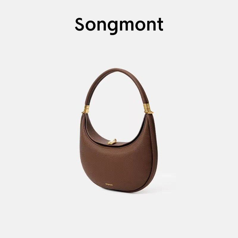 Songmont Crescent Bag Genuine Leather Mini For Women Sweet Style Magnetic Closure casual versatile pine crescent bag