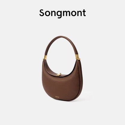 Songmont Crescent Bag Genuine Leather Mini For Women Sweet Style Magnetic Closure casual versatile pine crescent bag