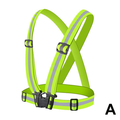 High Visibility Reflective Vest Reflective Straps Night Running Cycling Clothing Vest Adjustable Safety Vest Riding Equipment