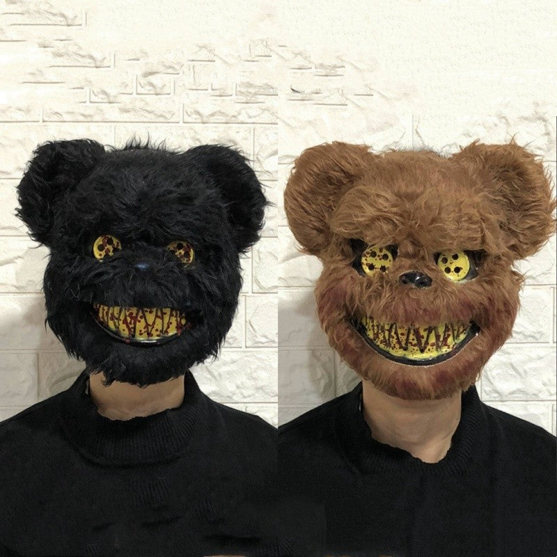 ? Halloween Party Cosplay Scary Bloody Bear Rabbit Mask Make-up Animal Plush Face Mask Props Headcover Masquerade Carnival Mask