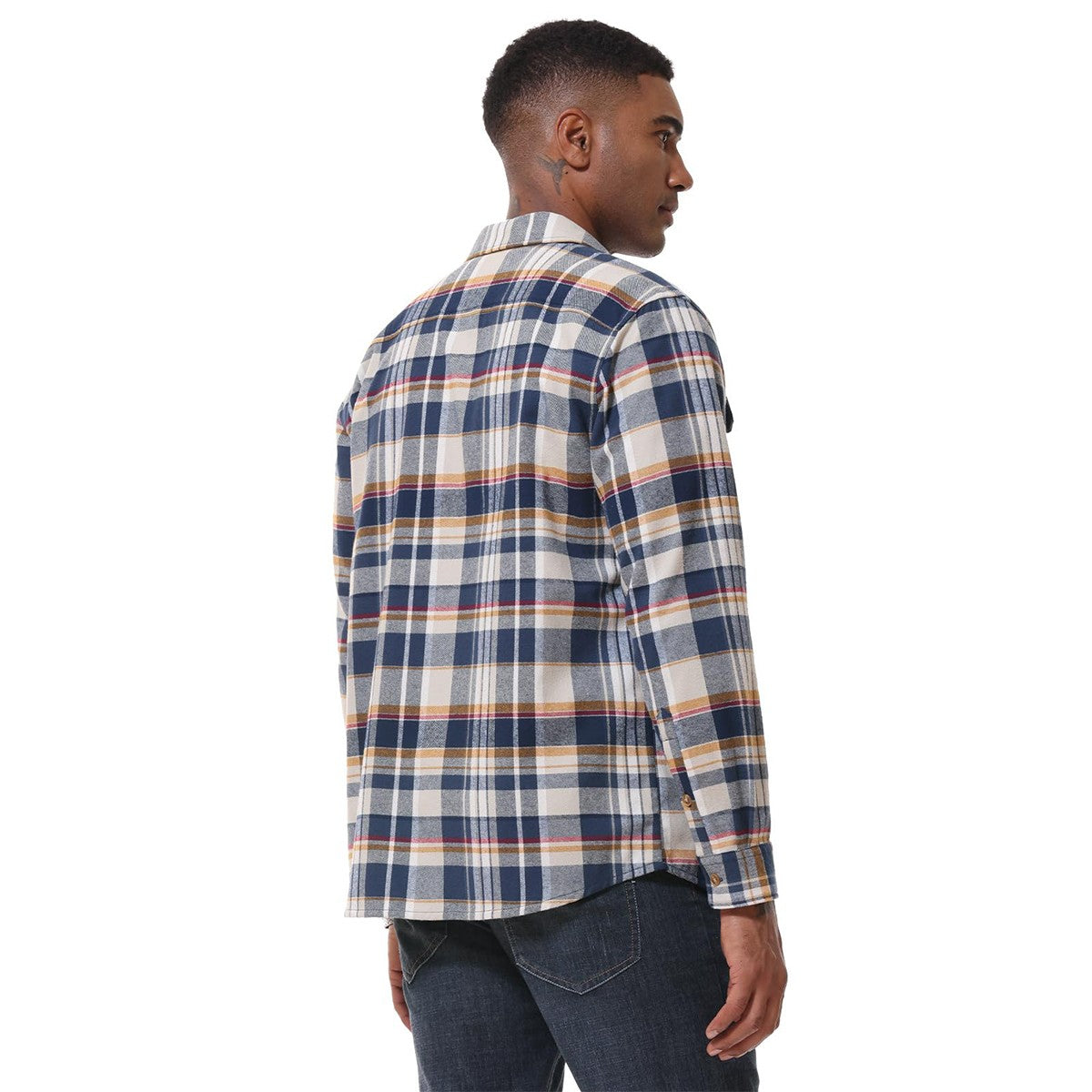 MAGCOMSEN Flannel Shirts Men's Long Sleeves Cotton Long Sleeve Plaid Shirt with 2 Pockets Button Down Casual Corduroy Shirt Male