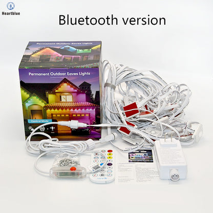 External Permanent RGB IC Waterproof Smart Light String, with Music-Synchronized Dynamic Lighting Effects for Holiday Decoration