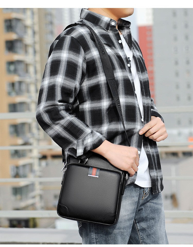 Famous Brand Small Men's Bag Genuine Leather Men Shoulder Bag Messenger Bag Fashion Business Man Crossbody Bag Cowhide Briefcase
