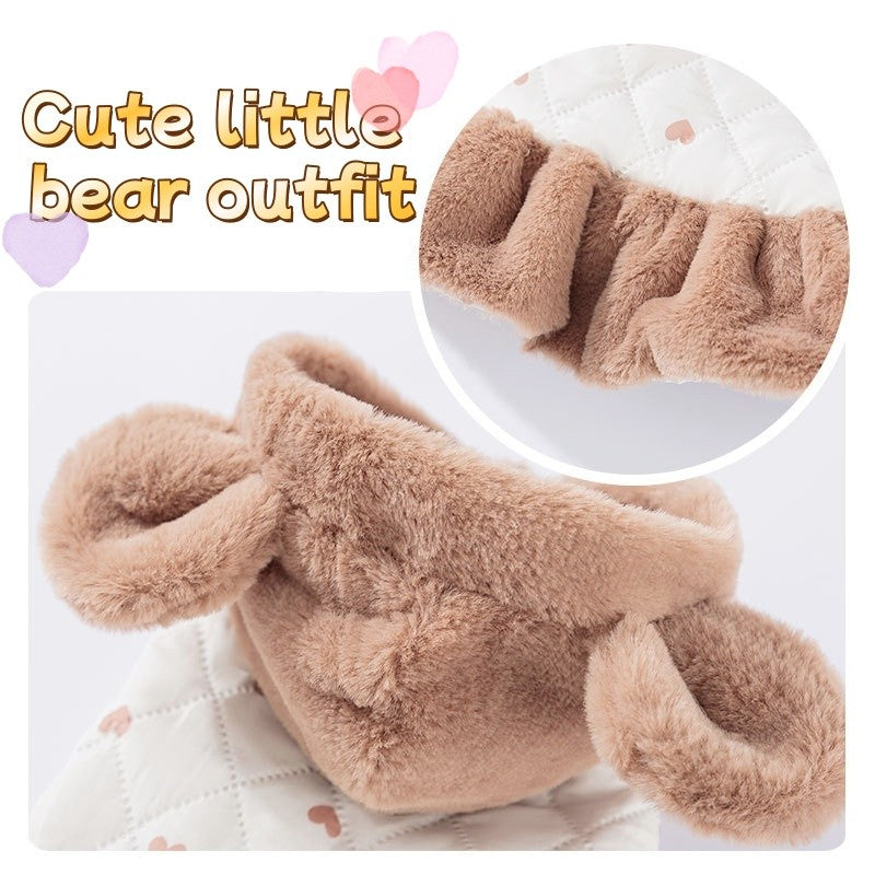Casaco de Inverno Quente para Cães Vestido Fofo Roupas Macias para Cães Moda Algodão Casaco de Cachorro com Estampa de Coração Casaco para Gatos Bichon Fantasia para Pets