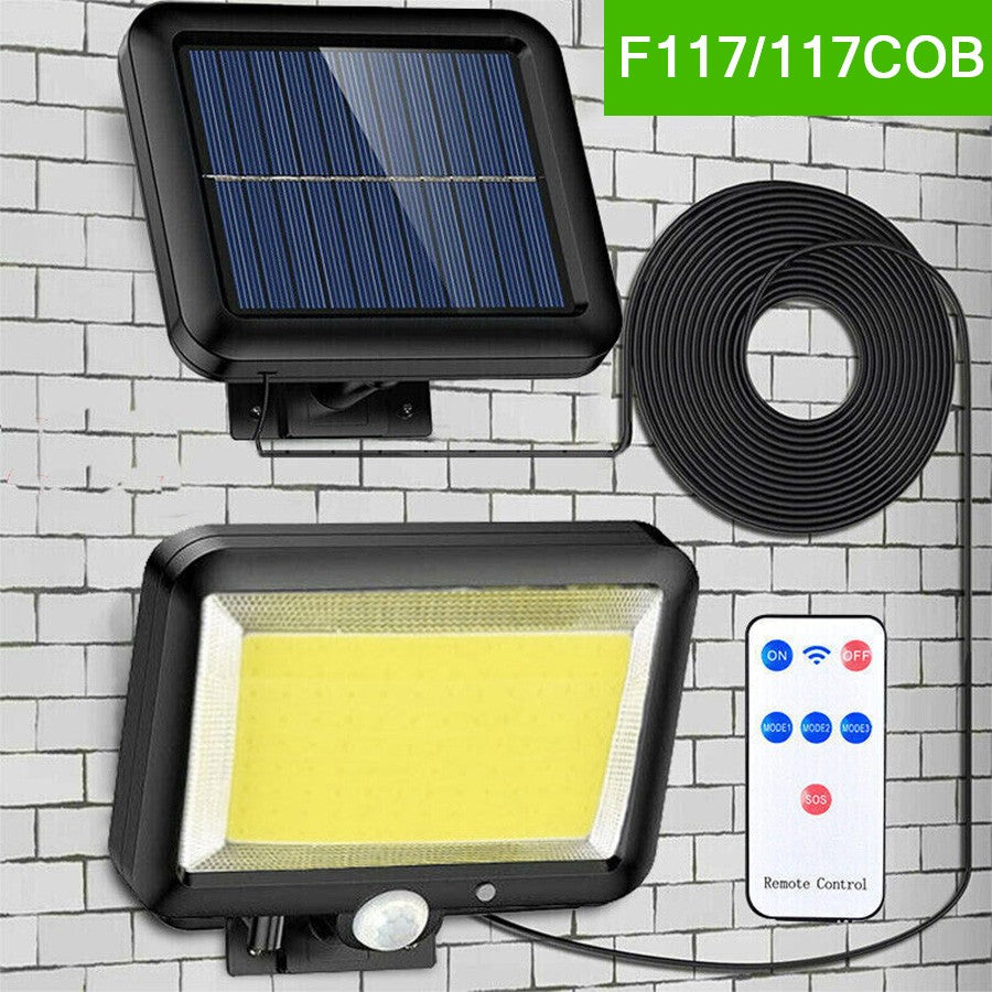 117 COB Solar Wall Lamp Motion Sensor Led Solar Lights 3 Modes with Remote Control Outdoor Waterproof Lamp for Garden Yard Decor