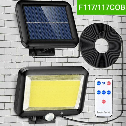 117 COB Solar Wall Lamp Motion Sensor Led Solar Lights 3 Modes with Remote Control Outdoor Waterproof Lamp for Garden Yard Decor