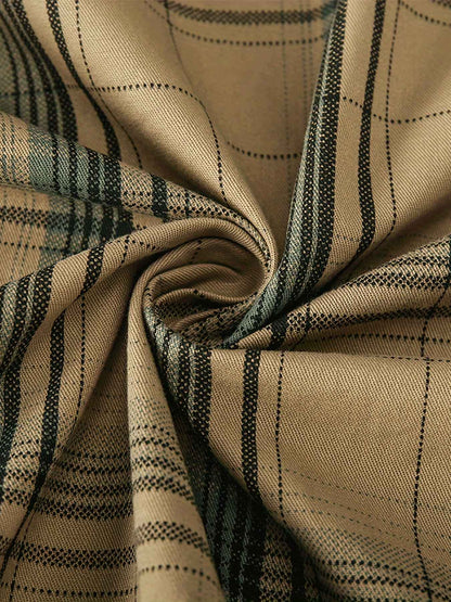 2024 New Plaid Shirt for Men Long Sleeve Striped Outdoor Casual Shirts Turn-down Collar 2-Pokcet Cargo Shirts High Quality Tops