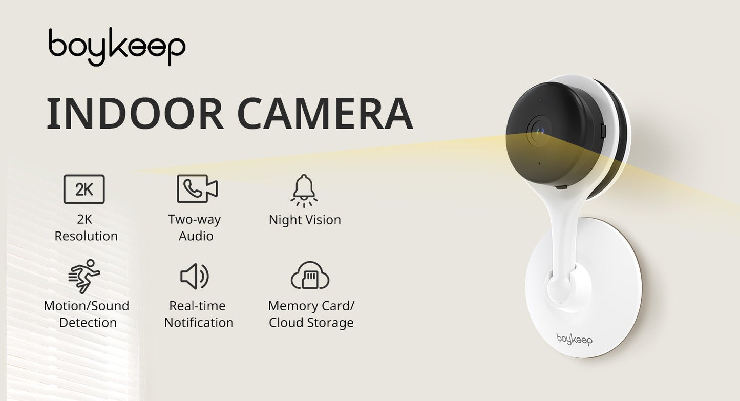 Boykeep 2K 5G/2.4GHz Wi-Fi Indoor Security Camera, Camera for Baby/Elder/Dog/Pet with Phone app, 2-Way Audio Baby Monitor Camera