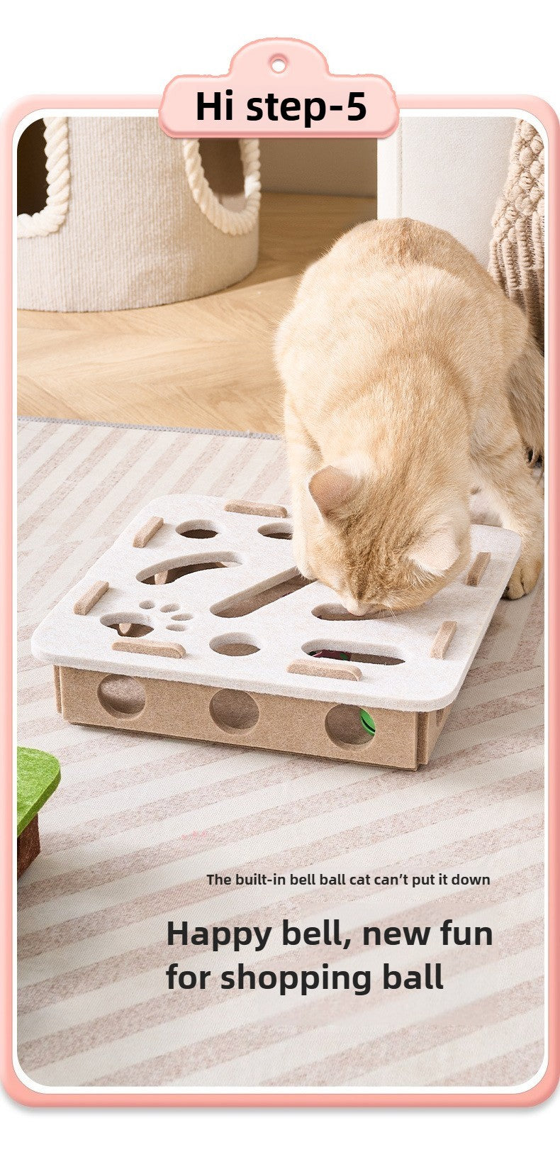 Bolas com sino para gato Cave buraco caixa divertida de feltro com labirinto interativo para gatos Ferramenta autoexcitável para gatinhos quebra-cabeça para provocar o gato
