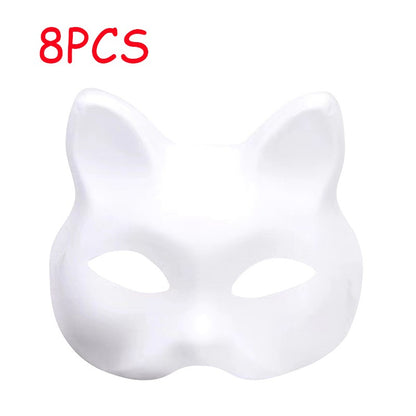 1/2/3/5/8/10pcs Masquerade Cat Face Masks DIY Party Masks Props Paintable Blank Masks Party Cosplay Accessories