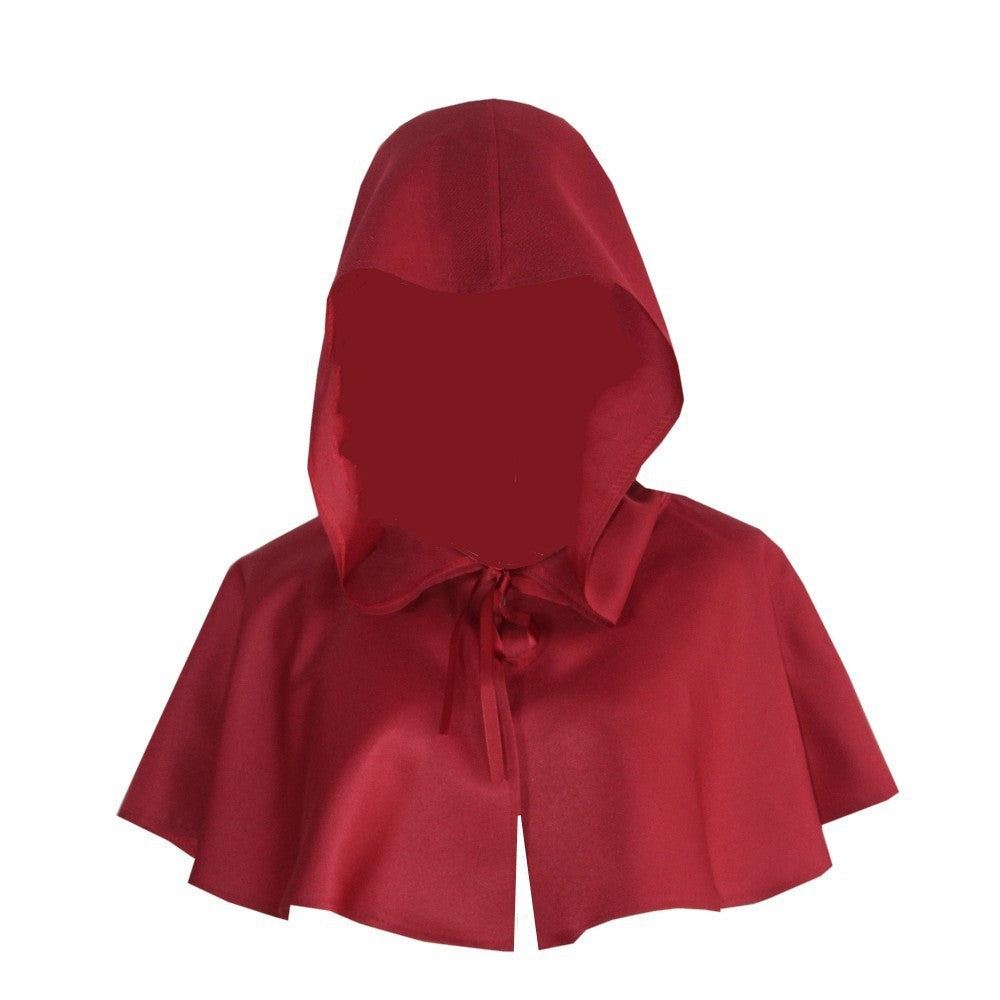 Halloween Cosplay Death Cloak Short Hooded Cloak Sorcerer Witch Costume Vampire Devil Wizard Black Cape Party Accessories 2025