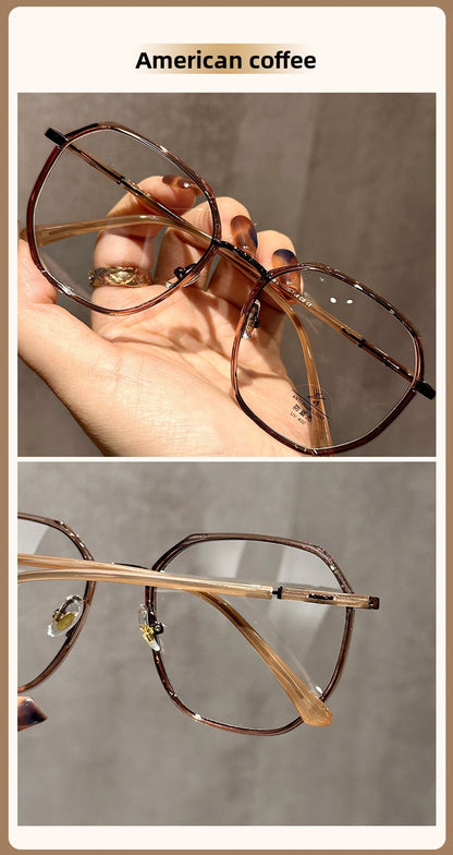 LYSON New Fashion Large Polygonal Women Reading Glasses Anti Blue Light Progressive Prescription Glasses Myopia Optical Eyewear