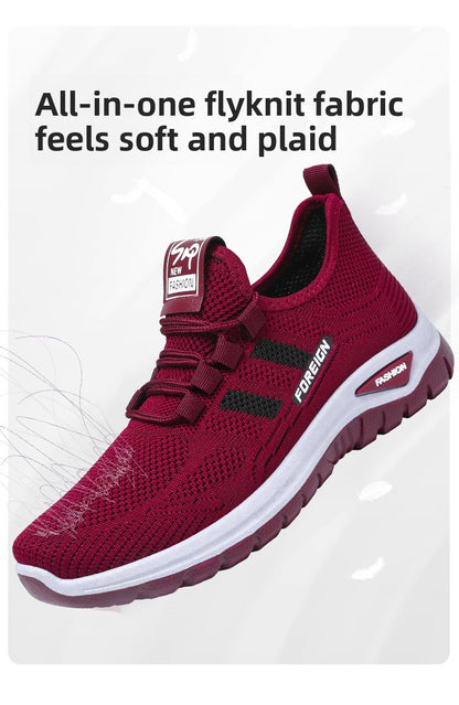 Autumn Women Sneakers Fashion Lace Up Mesh Breathable Outdoor Walking Purple Round Toe Non-slip Thick Sole Tennis Shoe Mujer