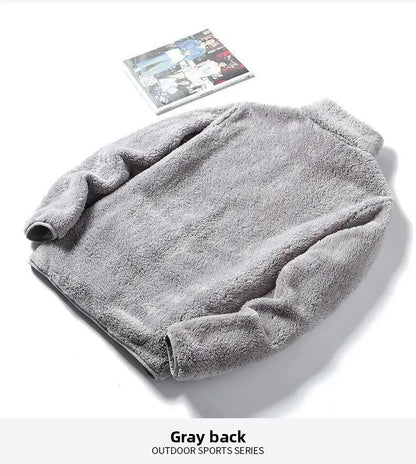 Thickened Fleece Jacket Women's Outdoor Spring Autumn Winter Double-Sided Sweatshirt Open Cardigan Polyester Fiber Stand Collar