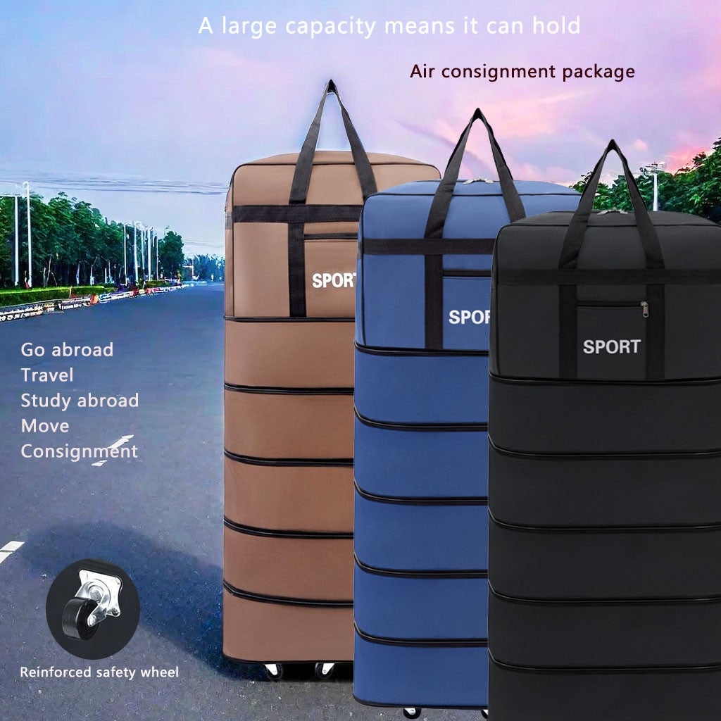 Mala de Viagem Dobrável Versátil de 5 Camadas com Rodas Bagagem Durável Impermeável de Grande Capacidade para Viagens Finais de Semana Escapadas Noturnas