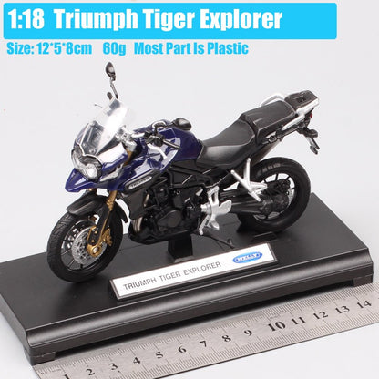 1/18 Escala Welly Triumph Tiger Explorer 800 Sprint RS Bonneville Daytona Trophy Thruxton 1200 Moto Diecast Modelo Brinquedo