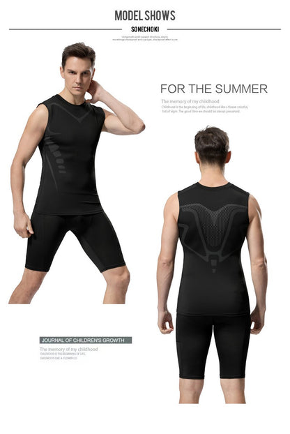 Compression Tank Top Men Gym Shirt Sleeveless Quick Dry Printing Sportswear Male Fitness Bodybuilding Vest Workout Muscle Top