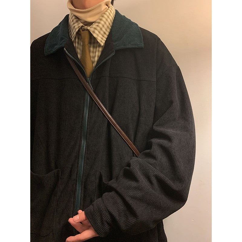 American Style Vintage 2025 Men Bomber Jacket Windbreakers Zipper Coats Autumn Loose Cargo Outwear