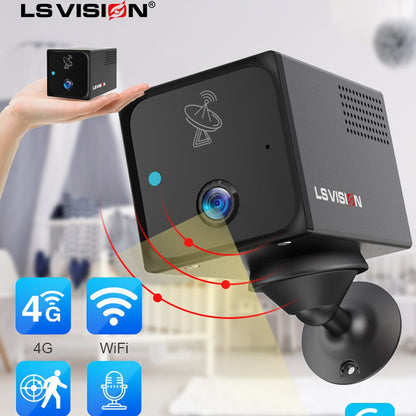 LS VISION Ubox CCTV Camera 4MP 4G Sim Card Or Wifi Home Surveillance Camera Intercom Radar Detection  Mini Baby Security Cam 2K